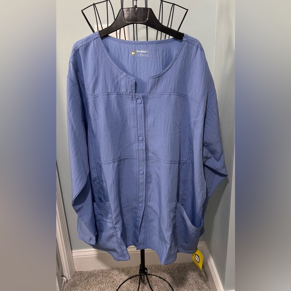 Wonder Wink 4 Stretch ceil blue lab coat jacket women’s 3X 3XL button up warm up
